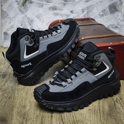 Neue Herren Freizeitschuhe Outdoor High-Top Wanderschuhe für Herren Wasserdichte verschleißfeste Arbeitsschuhe Trendy All-Match Anti-Rutsch 43 grau