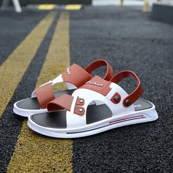 Modische Herrensandalen, Freizeitschuhe, Leder, Sommer, atmungsaktive Strandsandalen, Outdoor-Sandalen für Männer 40 braun