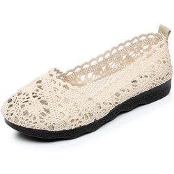 Sommer-Stoffschuhe, Damen-Netzschuhe, flache Unterseite, atmungsaktiv, ausgehöhlte Netzoberfläche, bequem 40