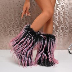 Damen warme kalte Plüsch dicke Sohle weich elastisch bequem stoßdämpfend wasserdicht rutschfest lässige Schneestiefel Baumwollschuhe 39 rosa