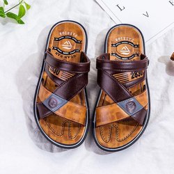 WTEMPO Herren-Sommersandalen, hohl, weicher Boden, dicker Boden, Rutschen, Outdoor-Strandschuhe, Hausschuhe, tragbare rutschfeste Wanderschuhe 45 schwarz