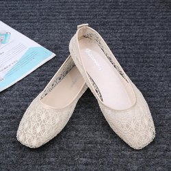 Damen Hohl Atmungsaktive Stoffschuhe Damen Weiche Sohlen Rutschfeste Sandalen Runder Kopf Atmungsaktiv Bequeme Schuhe 40 beige