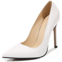 Plus Große Größe 44 45 46 Heels Frauen Spitzschuh Pumps Lackleder Kleid Rot 11CM High Heels Boot Schuhe Schatten Brautschuhe 45 weiß