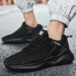 Herrenschuhe Einzelnes Mesh Cooles Mesh Sportschuhe Lässige Herrenlaufschuhe Atmungsaktive Hohle Herrenschuhe 45 schwarz