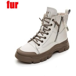 Herbst Frühen Winter Schuhe Aus Echtem Leder Mode Stiefel für Frauen Dicke Sohle Frauen Stiefeletten Damen Botas 40