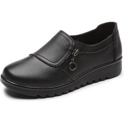 2021 Frühling & Herbst Neue Damen Leder Freizeitschuhe für Senioren - Trendy Oma & Mütter mittleren Alters Stile 38 schwarz