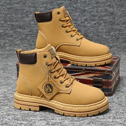 High Top Stiefel Herren Lederschuhe Mode Motorrad Stiefeletten für Männer Winterstiefel Herrenschuhe Schnürstiefel Botas Hombre 44 khaki