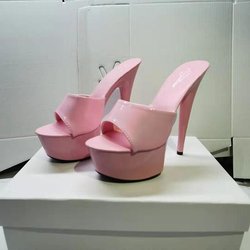 15 cm Absatz 5 cm Plattform Leder Tuote Dünne High Heels Sexy Schwarze Plattform Ultrahohe Sandalen Weibliche 37