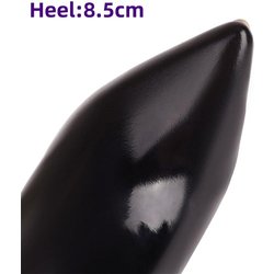 Modische elastische Overknee-Stiefel 2024 Trendhose Jumpsuit Lackleder Langstiefel Super High Heels Coole Party Tanz Nachtclub Schuhe 43