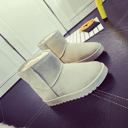 Flache Sohle, verdicktes Fleece, warme Schuhe, Damen-Schneestiefel in Übergröße 38 beige