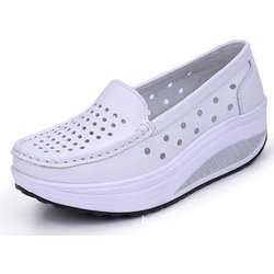 Atmungsaktive Damen-Schuhe aus Leder, Swing-Schuhe, Plattform, Krankenschwester-Arbeitsschuhe 38 weiß