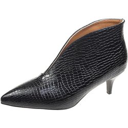 Stiefeletten aus Lackleder mit spitzer Spitze und V-Ausschnitt, Stiletto-Absatz für Damen, neue Martin-Stiefel aus Schlangenleder für Herbst und Winter, dünne Lederstiefel 41