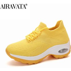 Damenmode Freizeitschuhe Erhöhte Shake-Schuhe Luftkissen Atmungsaktive rutschfeste Turnschuhe 40 gelb