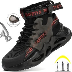 Arbeitsstiefel Herren Damen Sicherheitsstiefel Sicherheitsschuhe mit Stahlkappe Unzerstörbare Schuhe Anti-Smash Leichte Arbeitsschuhe 41 schwarz