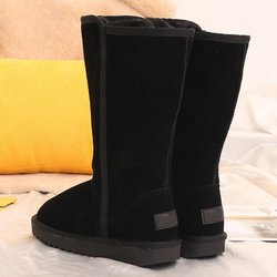 Hohe Schneestiefel Damen Plüsch verdickter seitlicher Reißverschluss große lange Schneeschuhe 42 schwarz