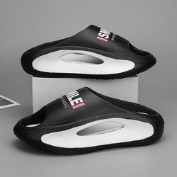 Hausschuhe für Herren, Sommer, neuer Stil, rutschfeste Sandalen mit dicker Sohle und ausgehöhlten, bequemen, lässigen Strandschuhen 42-43 schwarz