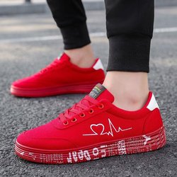 Skateschuhe mit Buchstabengrafik und Schnürung vorne für Herren aus Segeltuch, Sport- und Freizeitschuhe, individueller Druck 44 rot