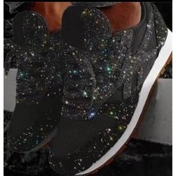 Glänzende Glitzer Sportschuhe atmungsaktiv Bling Casual Sneakers Damen Frühling Sommer Damen rot blau Komfort Schnürlaufschuhe 41 schwarz