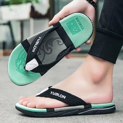 2024 Sommer Flip-Flops Männer Strand Sandalen Anti-Rutsch Atmungsaktiv Casual Männer Strand Hausschuhe Outdoor Große Größe 45 42 schwarz
