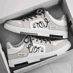 Personalisierte Schnür-Skateschuhe Herren Trend Low Top Freizeit Sportschuhe Teen Net Celebrity Nischen Trainingsschuhe 44 weiß/grau