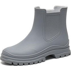Regenstiefel Damen, wasserdichte Chelsea-Stiefel aus Gummi, rutschfeste Regenschuhe, Angelschuhe, Wasserschuhe, Botas Lluvia Mujer 39 graue