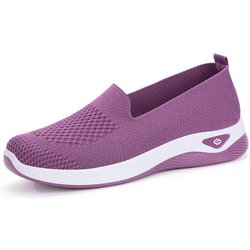 Atmungsaktive Slip-On-Sneakers aus Mesh für Damen, leichte und bequeme Wanderschuhe 37 violett