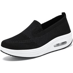 Frühling Herbst Damen Swing Schuhe Mesh Damen Slipper Flache Plateaus Damenschuhe Keile Damenschuhe Höhenvergrößernde Sneaker 36 schwarz