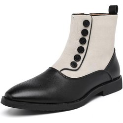 Luxusmarke Herren Freizeitschuhe Winter High Top Arbeit Business Stiefeletten für Herren Leder Chelsea Boots Business Outdoor Schuhe 44 schwarz weiße