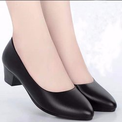 Arbeitsschuhe, Schwarz, professionelle Damen-Einzelschuhe, Lederschuhe mit niedrigem Absatz, mittelhoher Werkzeugsatz, formelle Kleidung, Schuhe mit niedrigem Absatz 37 schwarz
