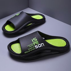 Hausschuhe für Herren im Herbststil mit dicker Sohle: Rutschfeste Outdoor & Indoor Flip Flops mit Trittkomfort 36-37 schwarz/grün