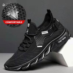 Sommer Herrenschuhe Atmungsaktive Casual Sportschuhe Laufschuhe Mesh-Schuhe Fliegende Strickschuhe 39 schwarz