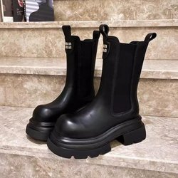 Frauen High Heels Plattform Stiefeletten Chunky Leder Baumwolle Schuhe Marke Klassische Schuhe Frau 2024 Trend Winter Goth Botas Mujer 40