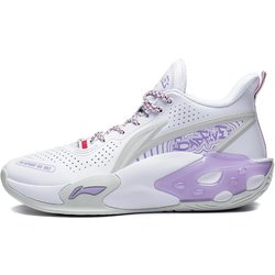 Li Ning Bad Five Storm V2 Stoßdämpfend Abriebfest Rutschfest Mid-Top Basketballschuhe Herren Basketballschuhe Weiß Lila ABFS009-4 43⅔