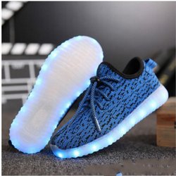 Led-Lichtwellenleiter-Schuhe für Herren und Damen, USB-Aufladung, leuchtende Turnschuhe, leuchtende Herren-Schuhe, Sportschuhe, Größe 25–46 38 blau