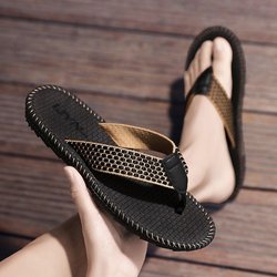 WTEMPO Sommer Herren Flip-Flops Persönlichkeit Leichte Outdoor Weiche Sohlen Rutschen Rutschfeste Indoor Slipper Strandschuhe 44 schwarz