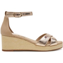 Tommy Hilfiger Sandalen Flag Metallic Mid Wedge Espad FW0FW08810 Beige