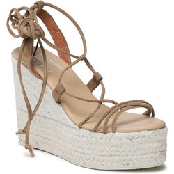 Manebi Espadrilles Soft Suede Lace-Up Wedge Espadrilles L 8.7 WA Braun