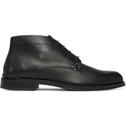 Tommy Hilfiger Schnürschuhe Corporate Hilfiger Lth Boot FM0FM05697 Schwarz