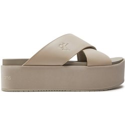 Calvin Klein Jeans Pantoletten Flatform Cross Mg Uc YW0YW01349 Beige