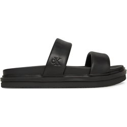 Calvin Klein Jeans Pantoletten Flat Molded Doublebar Sandal Lth YM0YM01226 Schwarz