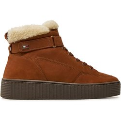 Tommy Hilfiger Stiefeletten Faux Fur Nubuck Low Lace-Up FW0FW08172 Braun