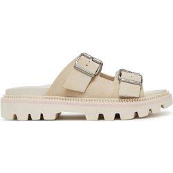 Tommy Jeans Pantoletten Double Strap Sandal Suede EN0EN02797 Écru