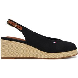 Tommy Hilfiger Espadrilles Flag Mid Wedge Espad Slingback FW0FW08595 Schwarz