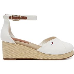 Tommy Hilfiger Halbschuhe Flag Closed Toe Mid Wedge Espad FW0FW08657 Weiß