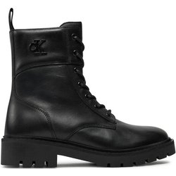 Calvin Klein Jeans Schnürstiefeletten Combat Boot Mid Zip Lth In Calf YW0YW01550 Schwarz