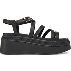 Tommy Jeans Sandalen Tjw Wedgy Strappy Sandal EN0EN02756 Schwarz