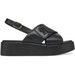 Tommy Hilfiger Sandalen Th Logo Hw Padded Leather Sandal FW0FW08808 Schwarz