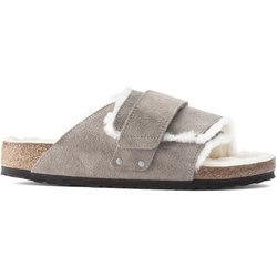 Lammfell-Suede Hausschuhe mit Kunstfell Birkenstock Kyoto