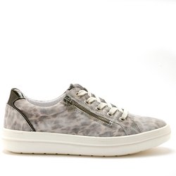 Damen Leder Sneakers mit Reißverschluss und Schnürsenkeln Pédiconfort