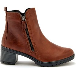Damenstiefeletten aus Leder mit doppeltem Reißverschluss Pédiconfort